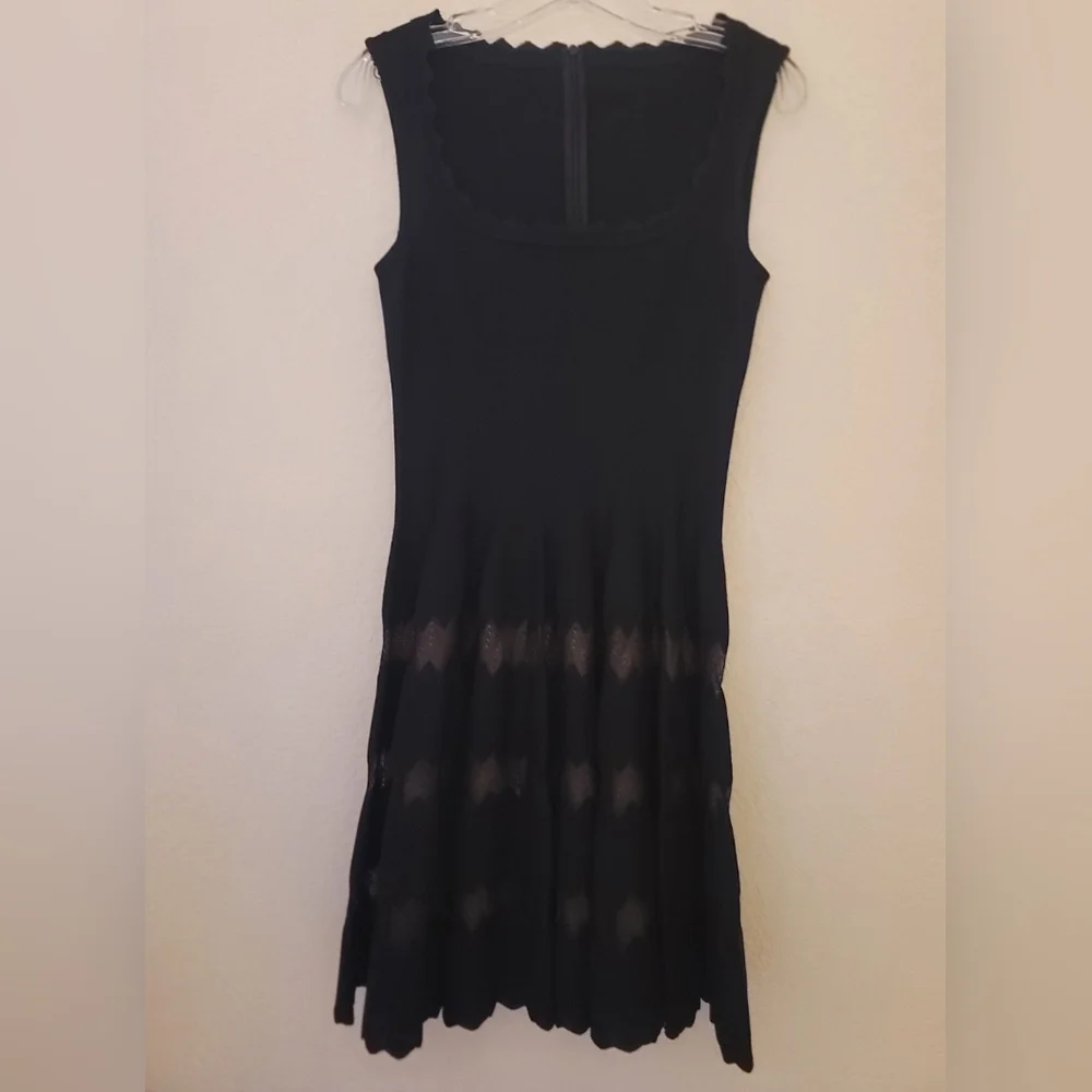 Alaia Black Scalloped Jaquard Fit And Flare Skater Dress Womens Size 42/US S - Picture 2 of 16